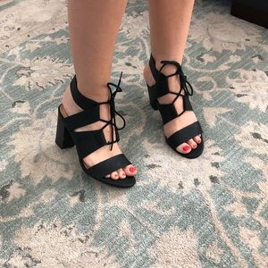 Lace Up Black Block Heel